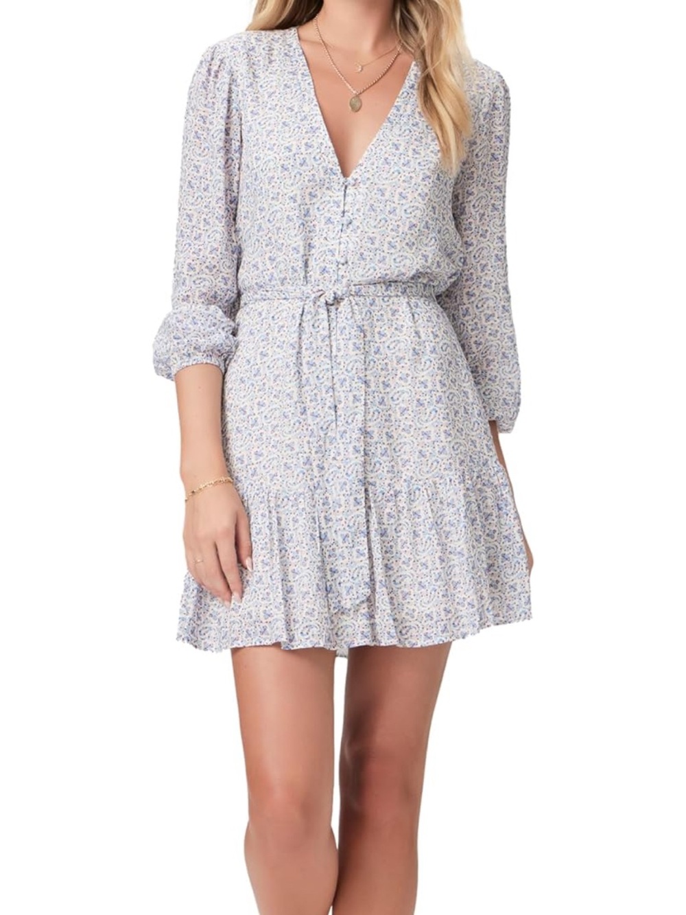 NWT PAIGE Women’s Dress Linen Blend Paisley Print Mini Summer Print *No Belt*